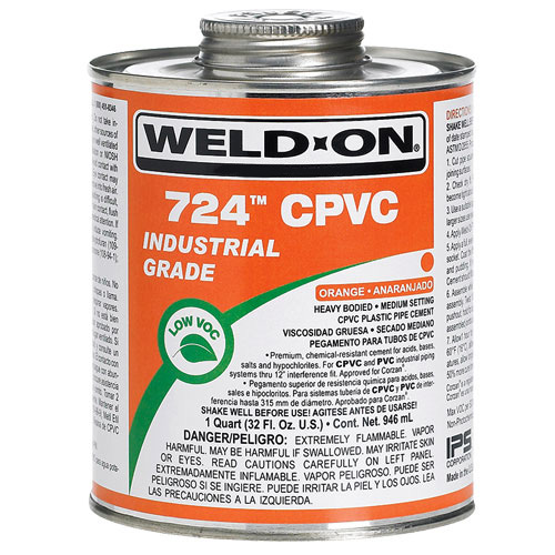 [11659] WELD-ON 724 Lem pelarut CPVC, tahan bahan kimia, VOC rendah, tekstur kental, abu-abu, QT (946 ml)