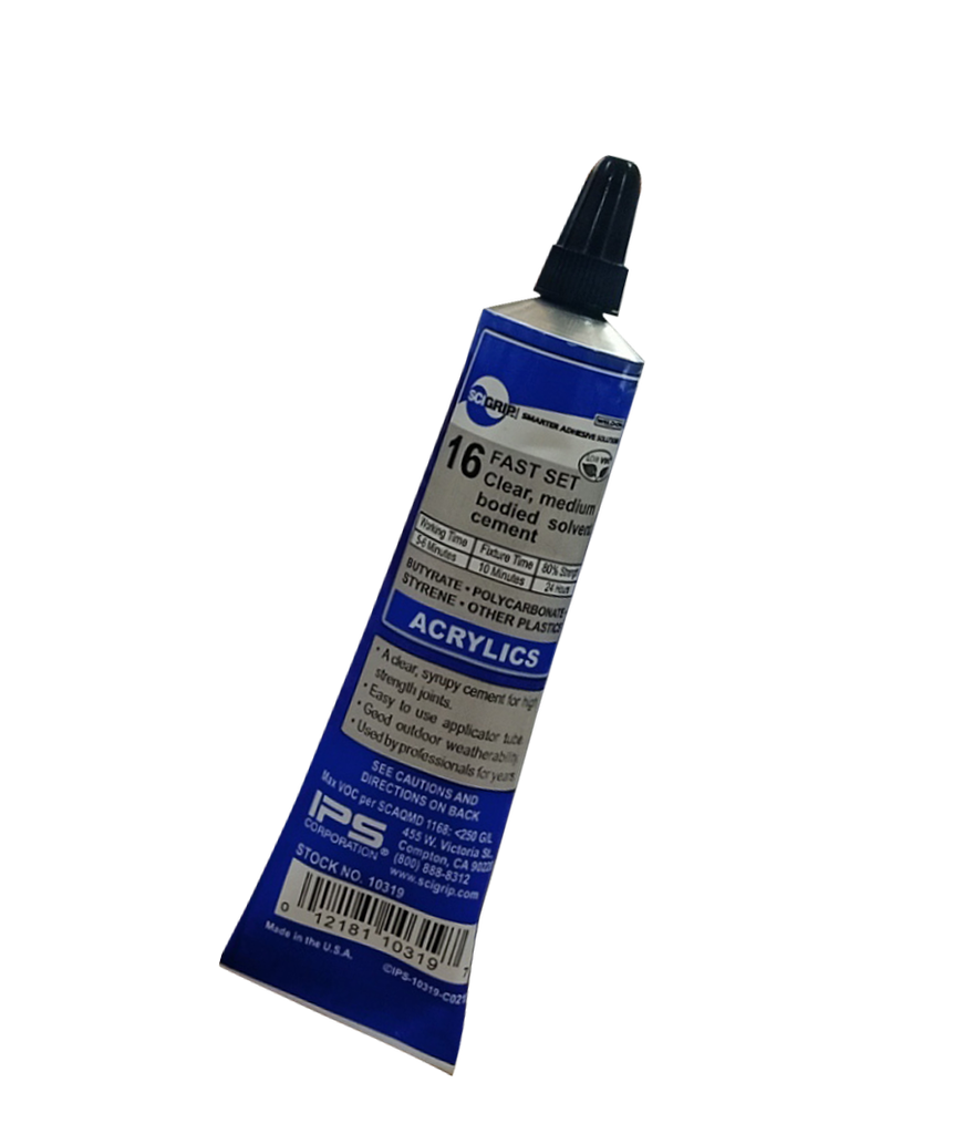 Weld-On 16 Acrylic Plastic Cement, Clear 1.5 Oz tube (44 ml)