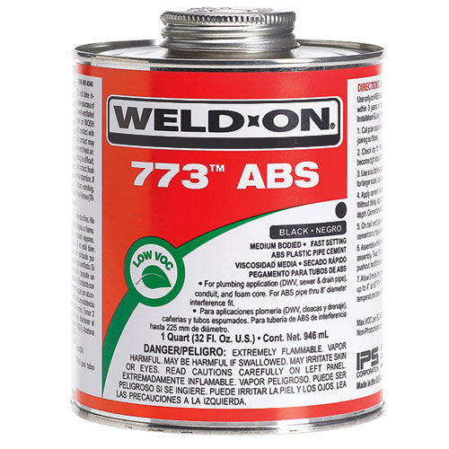 Weld-On 773 ABS solvent cement black, low VOC, medium body, fast setting PT(473 ML)