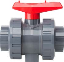 [H622522162050] C-PVC BALL VALVE MANUAL LEVER PN10 FPM DOUBLE UNION FLANGED ANSI150 2"NB