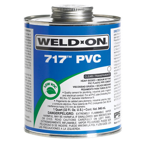 [10145] WELD-ON 717 PVC solvent cement, low VOC, heavy body, grey, QT (946 ml)